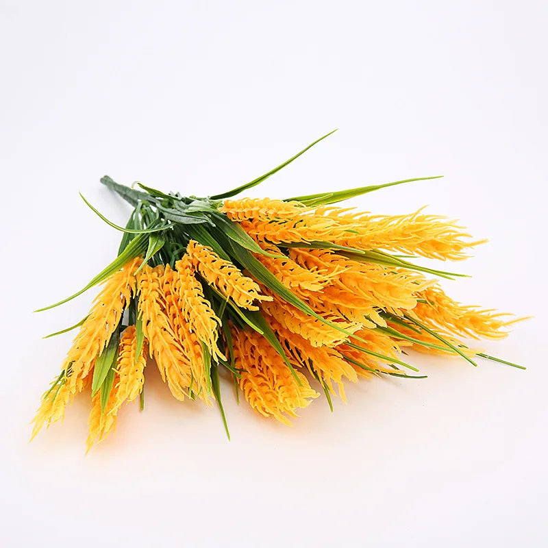 Flone Artificial Wheat Simulaiton Plant Paddy Plastic Fake Flowers Single Branch Small Bouquet Home Dining Table Decoration Art (3)