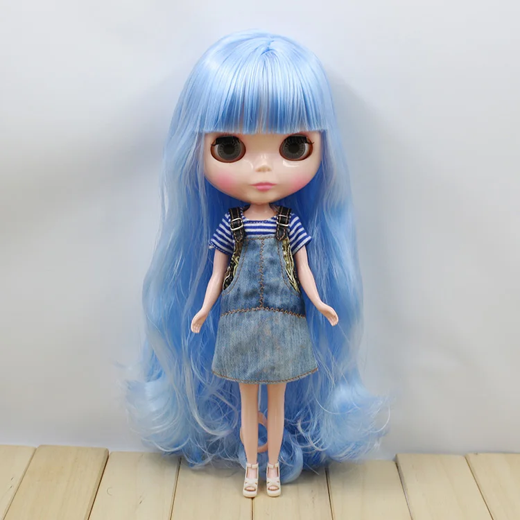 Neo Blythe Factory Nude Doll Rice Bhite+blue Hair Transparent Skin Jointed Body
