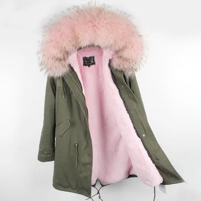 Бренд, женская зимняя куртка, длинная, съемная подкладка, армейский зеленый цвет, парка, большая, натуральный мех енота, пальто с капюшоном, верхняя одежда - Цвет: color 21
