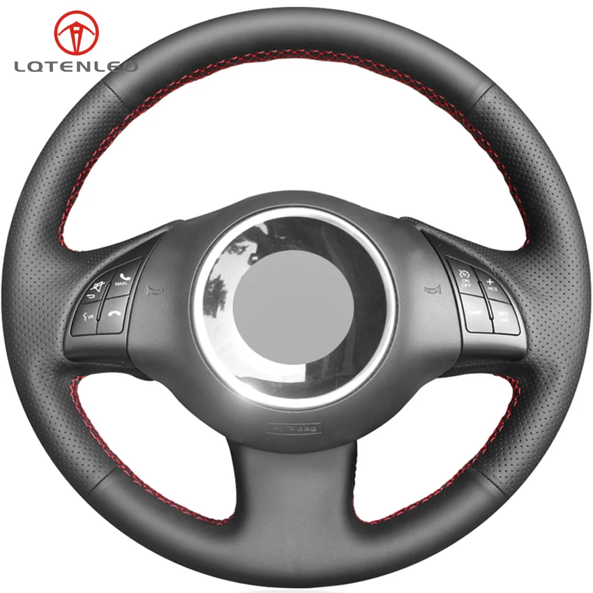 

LQTENLEO Black Artificial Leather DIY Hand-stitched Anti-Slip Car Steering Wheel Cover For Fiat 500 500e 2008-2019