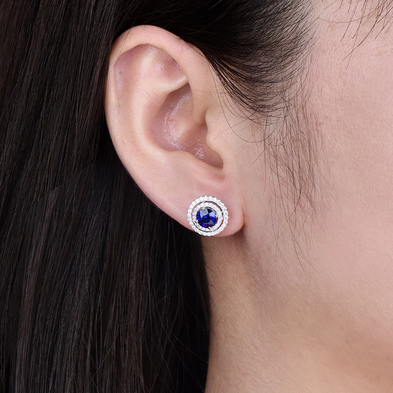 LOVERJEWELRY роскошные ювелирные изделия 18 карат белое золото синий сапфир висячие