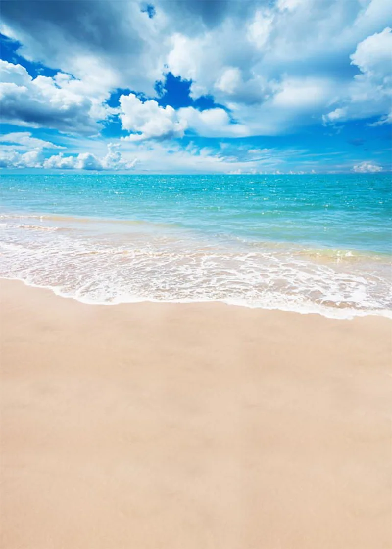 Anticrease моющиеся цифровые тканевые белые облачные морские пляжные фоны для