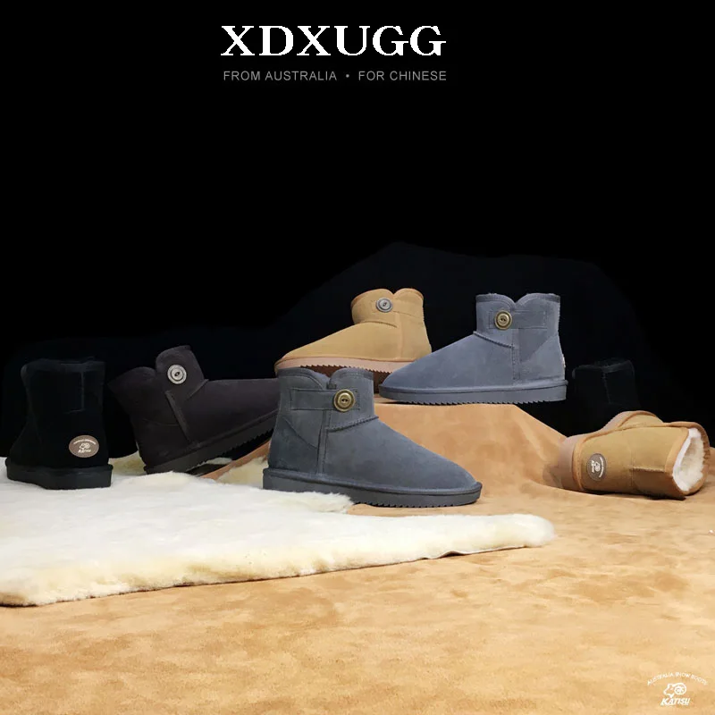 2018 D'hiver Non chestnut Velours Hommes Neige Plus slip Une Peau gray Coton En Cuir Bottes Black chocolate Chaussures Véritable Mouton Fourrure Couple Chaud Xdxugg De 4wrU4q7