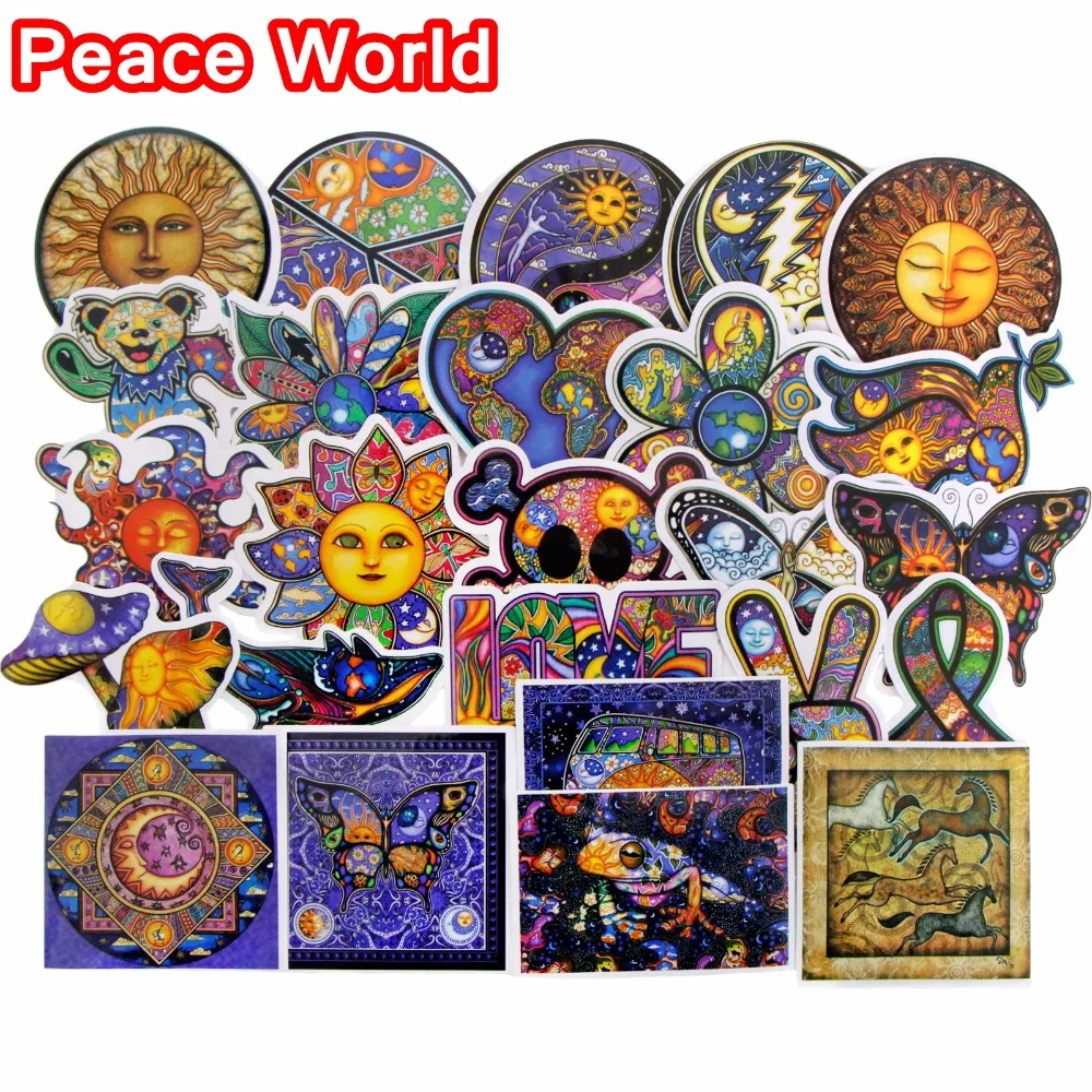 

25 Pcs Colorful Peace World Sticker Waterproof Decor Doodle Laptop Motorcycle Bike Travel Case Decal Accessories JDM Stickers