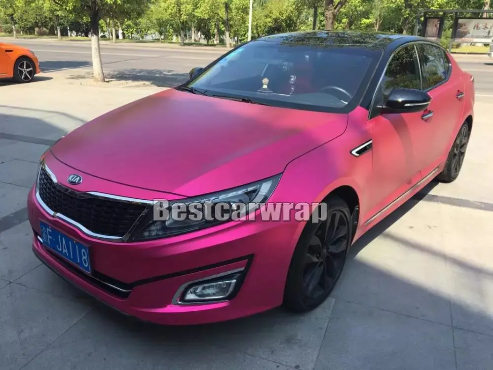 satin pink matte chrome vinyl car wrap ice kmpf 3m  (1)
