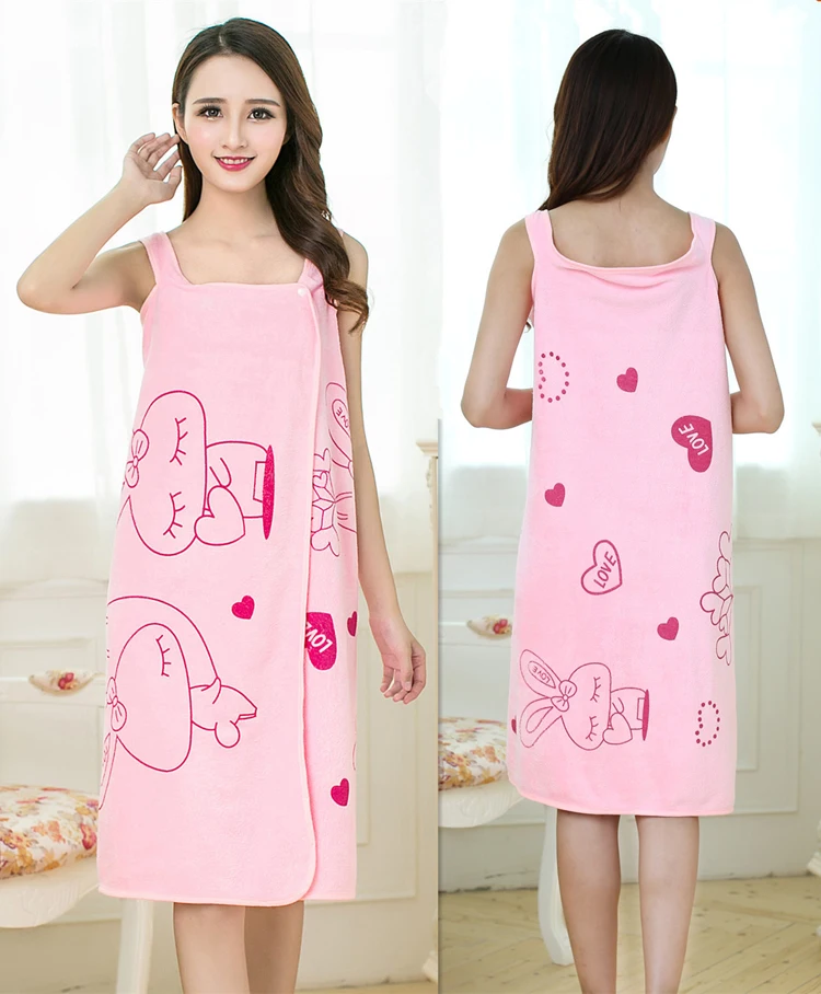 Women Bath Towel Wearable Microfiber Fabric Beach ...