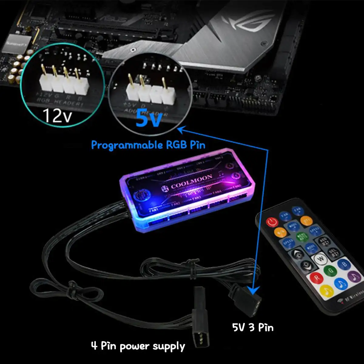 6 шт RGB AURA SYNC PC Вентилятор Кулер 6Pin 120 мм охлаждающий вентилятор для компьютера чехол бесшумный игровой чехол кулер вентилятор с контроллером для Asus