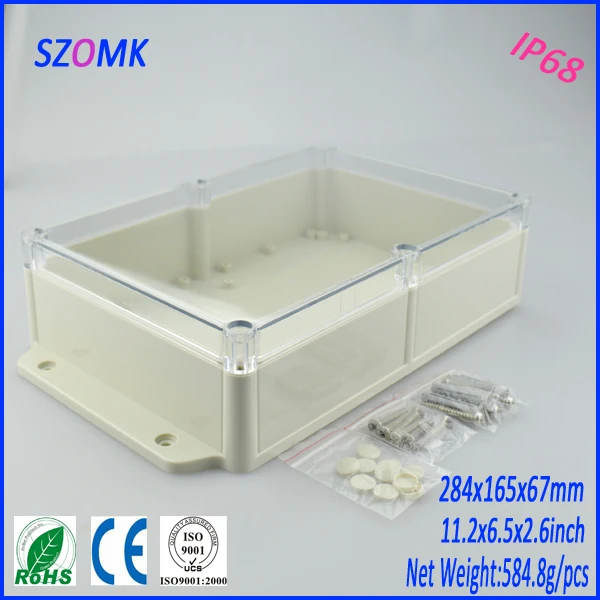 

1 piece IP 68 plastic box diy case for equipment 284*165*67 mm 11.2*6.5 *2. 6 inch abs case for electronic