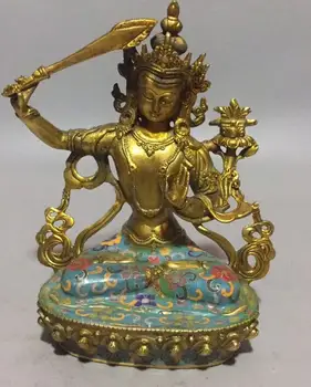 

Collect brass cloisonne manjusri bodhisattva Buddha statue