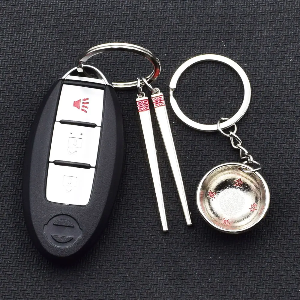 ATOBABI Zinc Alloy Sweethearts Car Key Holders Chopsticks & Bowl Style