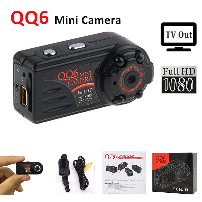 Full HD 1080 P 720 мини Камера QQ6 ИК Ночное видение mini dv большого пальца движения Сенсор