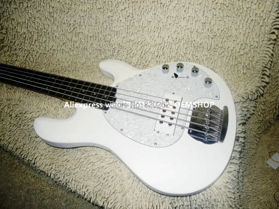 

White 5 strings Electric Bass New Arrival Wholesale Guitars High Quality Free Shipping