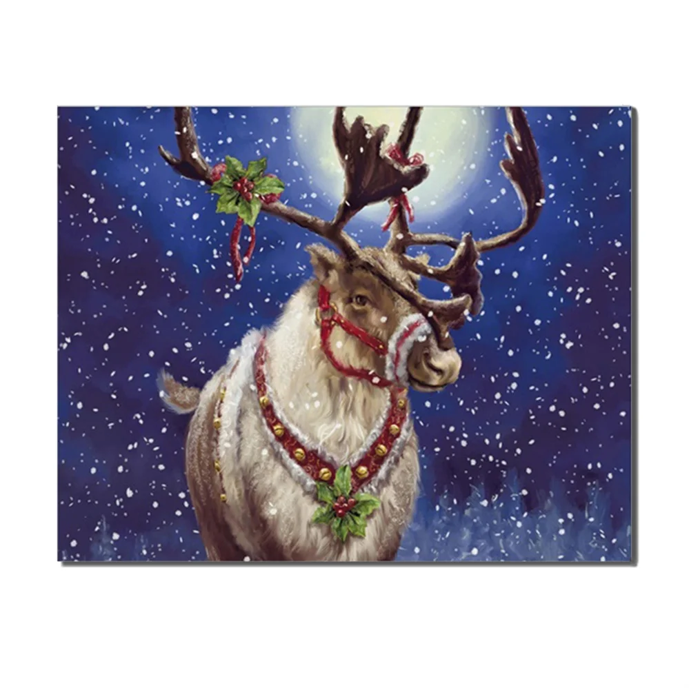 

Christmas Elks Light Bokeh Moon Abstract Canvas Prints Artwork Pictures For Home Store Office Bedroom Living Room Decor No Frame