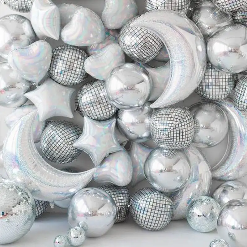 20 шт. 22 дюйма Алмазный 4D куб диско металлические шары Серебряный лазер Алюминиевая фольга шар Свадебный Бар День рождения украшение для вечеринки