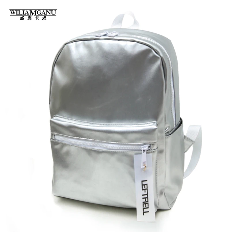  WILIAMGANU 2017 New Arrival Glossy Backpack Girl Glossy Backpack School Bag Women Rainbow Colorful Silver Glossy  Backpack 