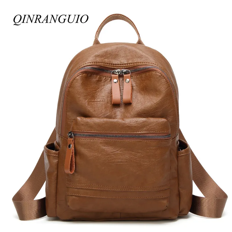 QINRANGUIO Soft Leather Backpack 2018 Backpack Women High Quality ...