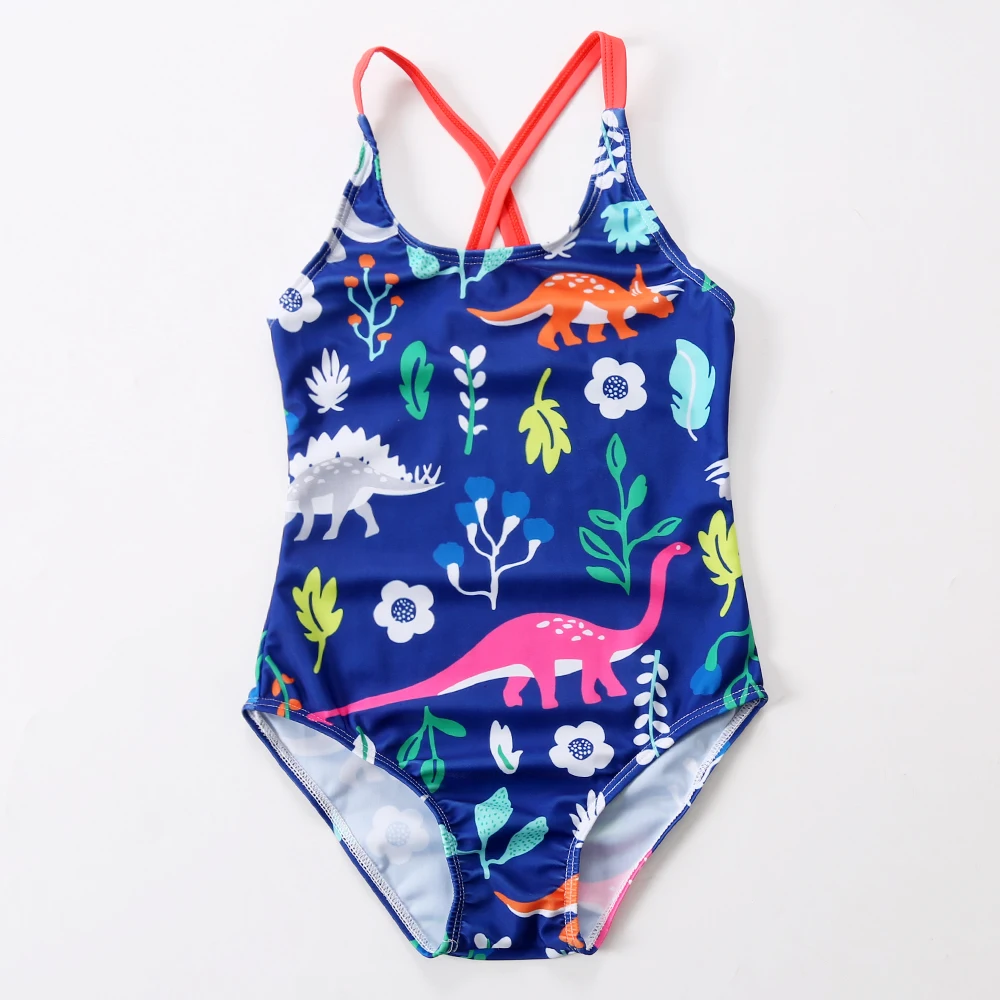 2019 New Swimsuit Girls One Piece Swimwear Dinosaur Print Bodysuit Floral Children Beachwear Sports Swim Suit Bathing Suit afbeelding