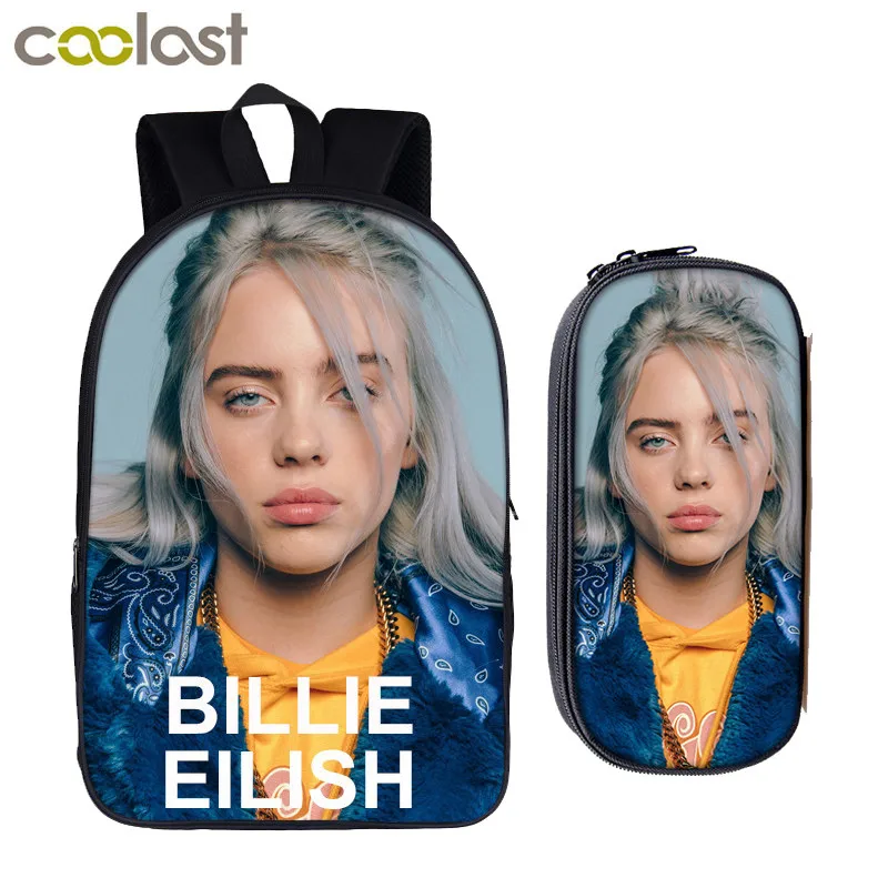 Рюкзак со звездами Billie Eilish+ Сумка-карандаш для женщин, сумка в стиле хип-хоп, школьная сумка для студентов и колледжа, рюкзак для девочек и мальчиков - Цвет: 16em04