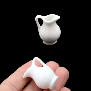 

White Miniature Porcelain Mini Ceramic Vase Accessories Dollhouse Doll House Miniatures 1:12 Accessories Decorative Miniature