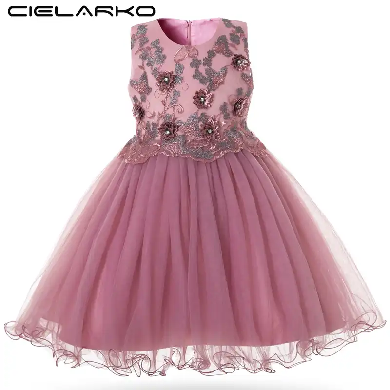 Cielarko Vestido De Fiesta Para Ninas Vestido Formal De Flores Para Ninas Vestidos De Boda Para Cumpleanos Sin Mangas Tul Elegante Vestido De Fiesta De Princesa Para 2 11 Anos Aliexpress