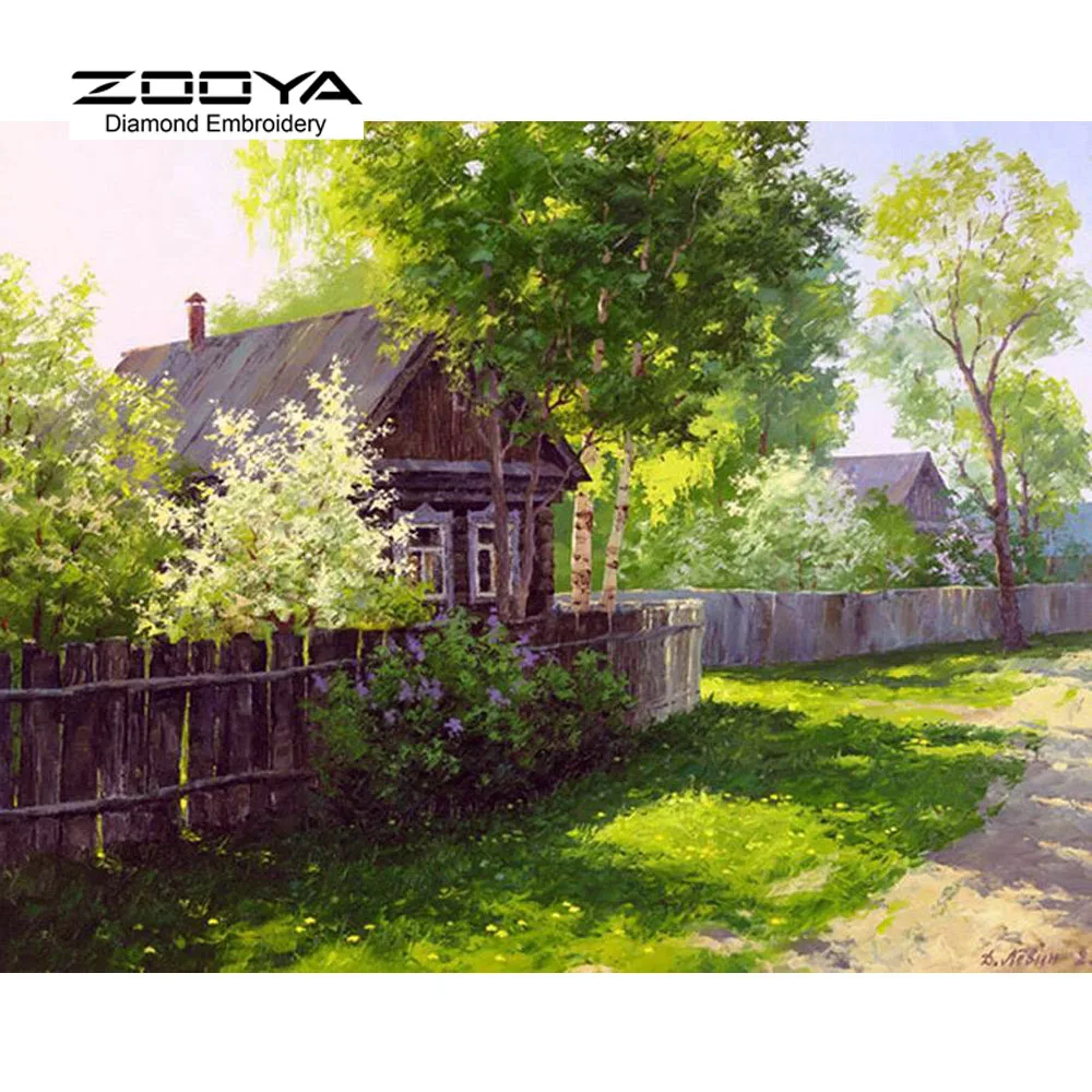 Goedkoop 5D DIY Diamant Schilderen Kristal Diamant Schilderen Kruissteek Handwerken Groen Gazon Tuin Landschap Thuis Decoratieve BJ721