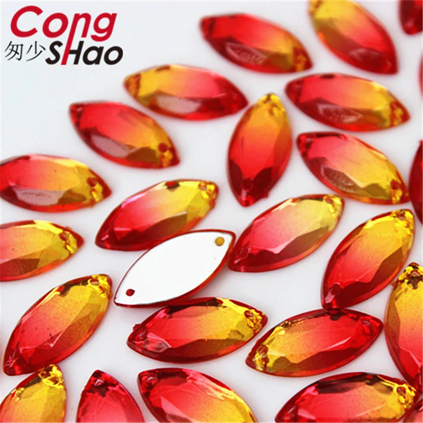 Cong Shao 100 шт. 9*18 мм конский глаз Двойные Цвета камни и кристаллы Акриловые стразы с