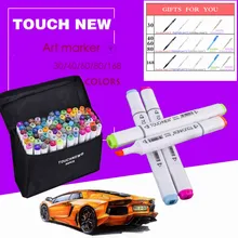 TOUCHNEW 30/40/60/80 Цвет двойной головкой набор маркеров для живописи на спиртовой основе Эскиз маркер для белой доски для художника для рисования манга дизайн искусство Сделано в Китае