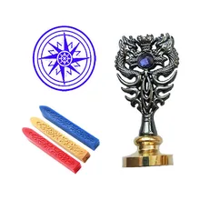 Индивидуальная восковая печать комплект печатей компас изображение металлический Дракон ручка Подарочный винный набор пакет свадебные приглашения карта конверт печать штамп