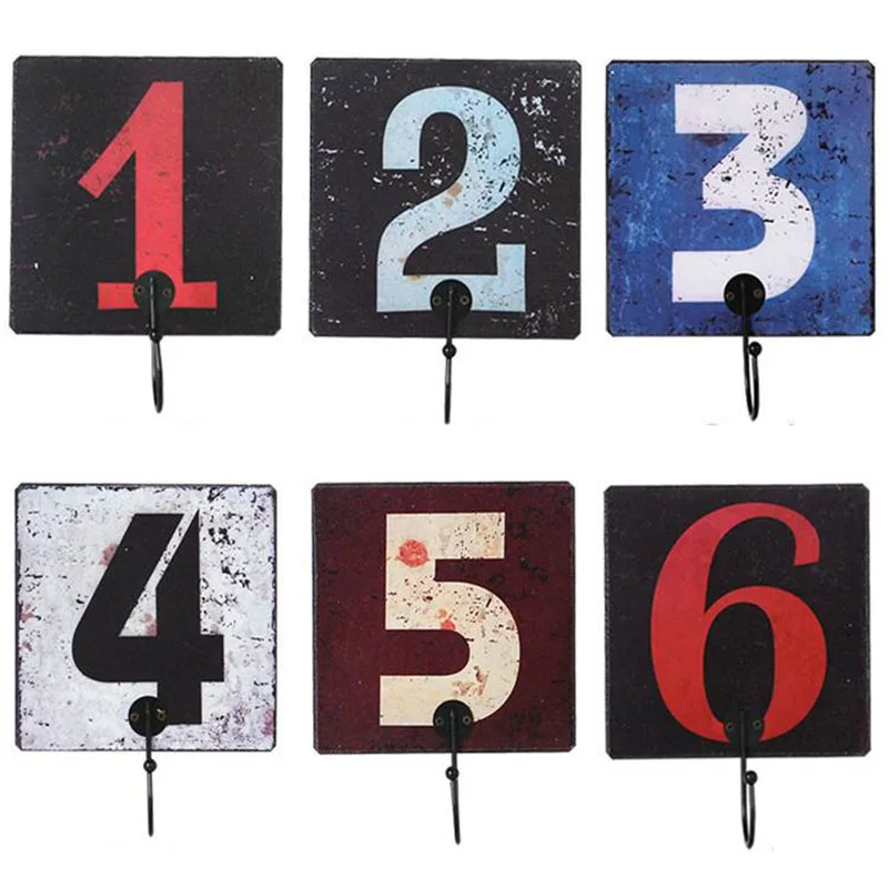 

Retro Decoration Digital Hook Pendant Creative Vintage Digital Modeling Wall Hanging Decor Clothing Shop Dressing Room Coat Hook
