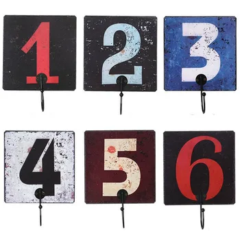 

Retro Decoration Digital Hook Pendant Creative Vintage Digital Modeling Wall Hanging Decor Clothing Shop Dressing Room Coat Hook