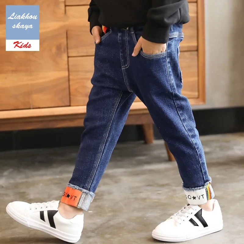 Liakhouskaya/Детские джинсы для мальчиков; сезон весна-осень; брюки для детей; коллекция года; модные рваные стильные джинсовые теплые брюки для подростков; Корейская одежда - Цвет: 1806 Style