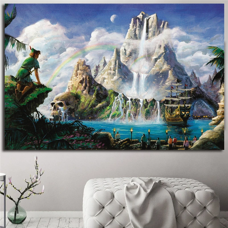 

Peter Pan Neverland Island In The Sea Of Newskinn Canvas Posters Prints Wall Art Painting Decorative Picture Modern Home Decor