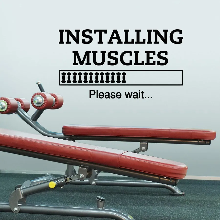Installing Muscles Please Wait Gym Sports Quotes Wall sticker Decor Motivational Quotes Gym Wall