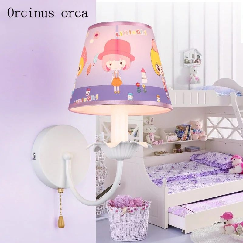 Pink cartoon wall lamp children room Girl Bedroom bedside lamp Princess