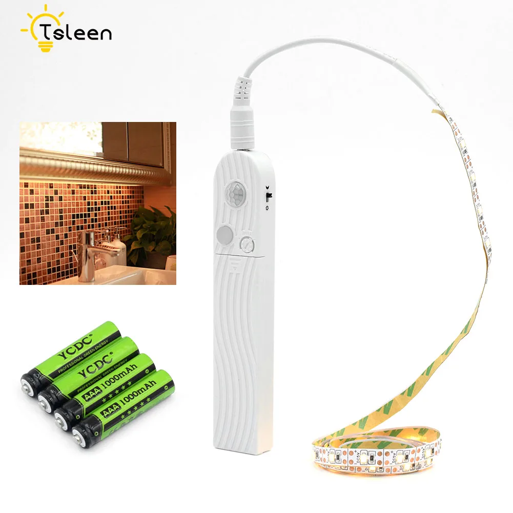 

Battery Powered Montion Sensor Led Ribbon String Light 5v 2835 Ip67 Waterproof 60leds/m Led Tape With Aaa Rechargeable Battery