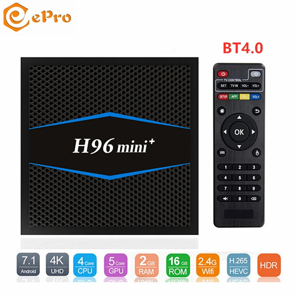 H96 Android 7.1 TV Box Amlogic S905W 2G/16G MINI Plus Quad Core BT 4.0 Support 2.4G WIFI H 96 PLUS Set Top | Электроника