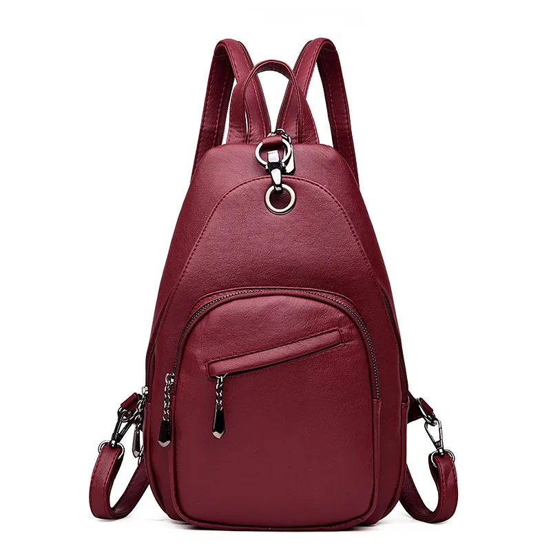 2018 Women Leather Backpacks Chest Vintage Back Pack Sac a Dos Female Designer Brand Backpack ...