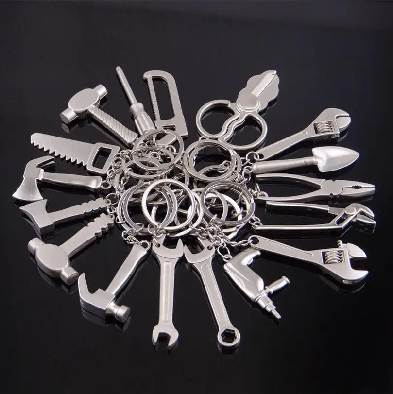 

1 PC High Quality Alloy Creative Tools Keychains Wrenches hammers Screwdriver Drill Saw Pliers Key Rings Key Chains 10cm 12cm