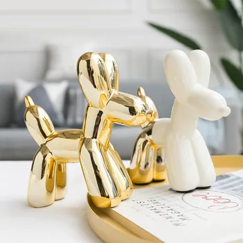 

5 Colors cute ceramic balloon dog ornaments home fashion gift decorations living room room bedroom small furnishings ZP3111113