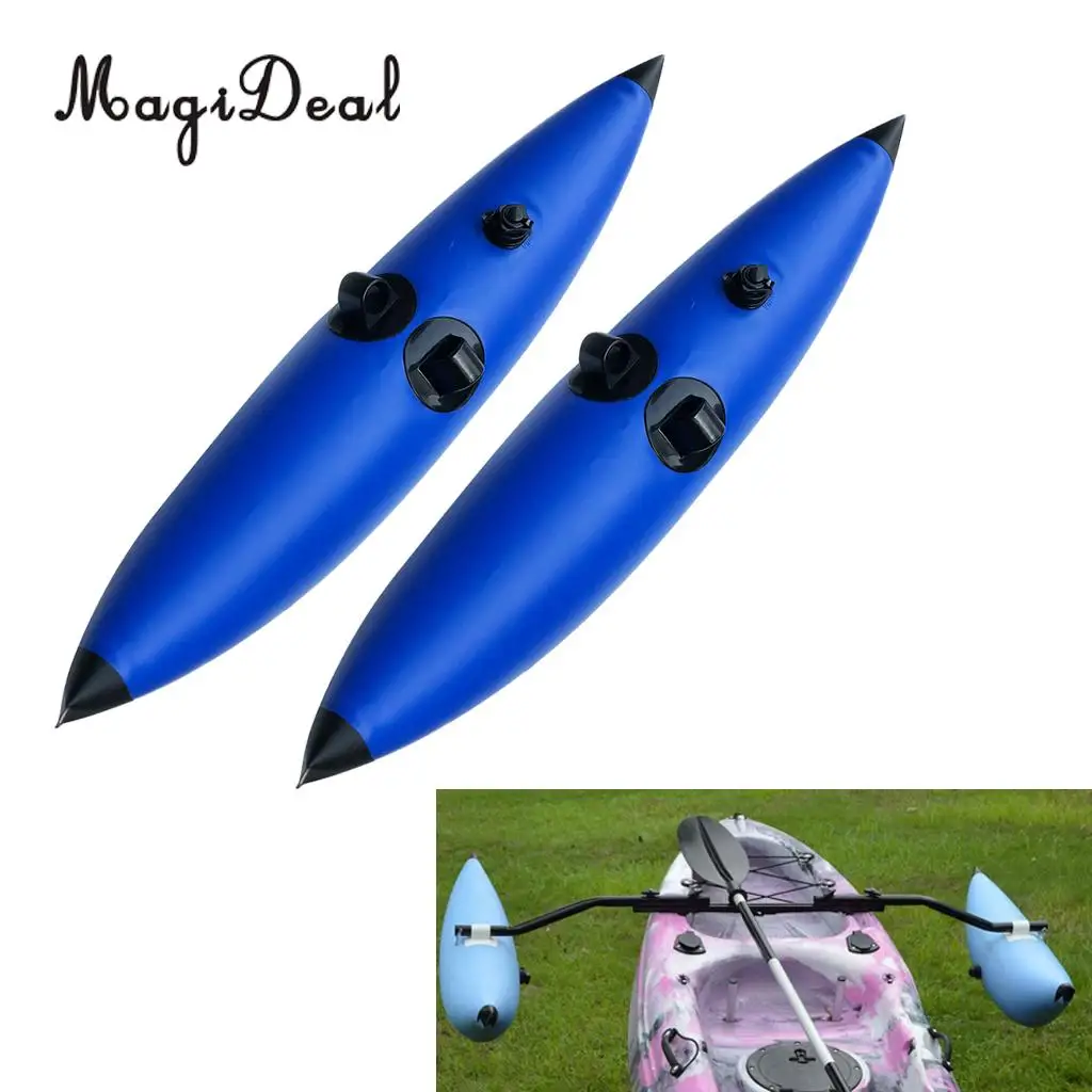 MagiDeal (Pack 2) Premium Blue PVC Floating Inflatable Outrigger Stabilizer Buoy for Kayak Canoe Fishing Standing Water Sports