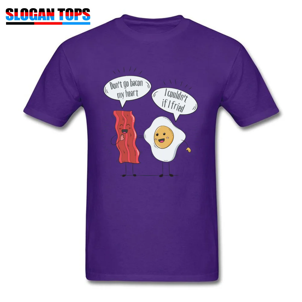 Tops T Shirt Design Clothing Shirt Father Day Retro Printing Short Sleeve Cotton Crew Neck Mens Tshirts Printing Dont go bacon my heart I couldnt if I frie purple