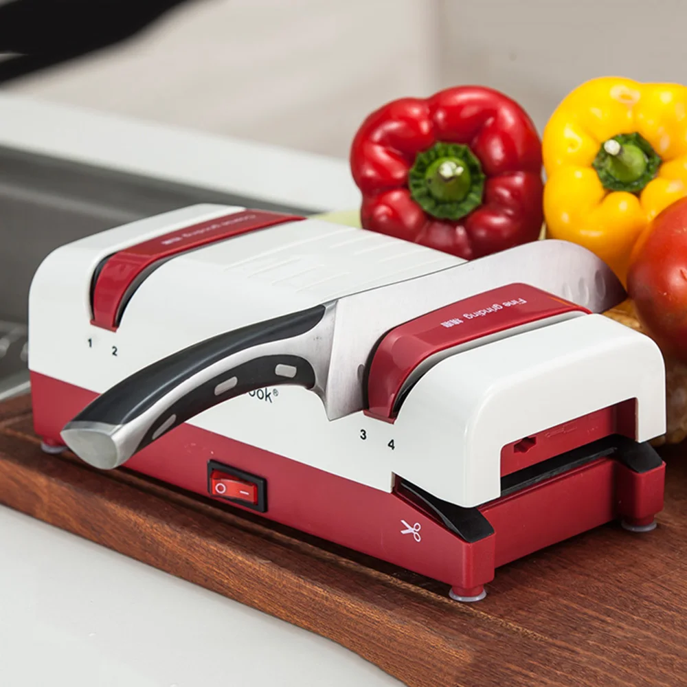 

Household Electric Knife Sharpener 4 Stages Professional Kitchen Knife Sharpening Machine System Scissors Slotted Screwdriver