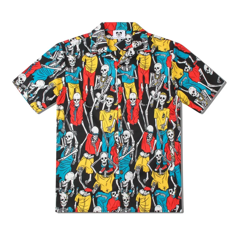 Мужская гавайская рубашка с принтом черепа, смешная летняя блузка, вечерние пляжные рубашки Aloha с 3D принтом в виде костей, европейские размеры