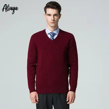 Качественный свитер из чистого кашемира, мужской осенний пуловер, мужской вязаный свитер в горошек, джемперы с v-образным вырезом, топы, пуловер размера плюс