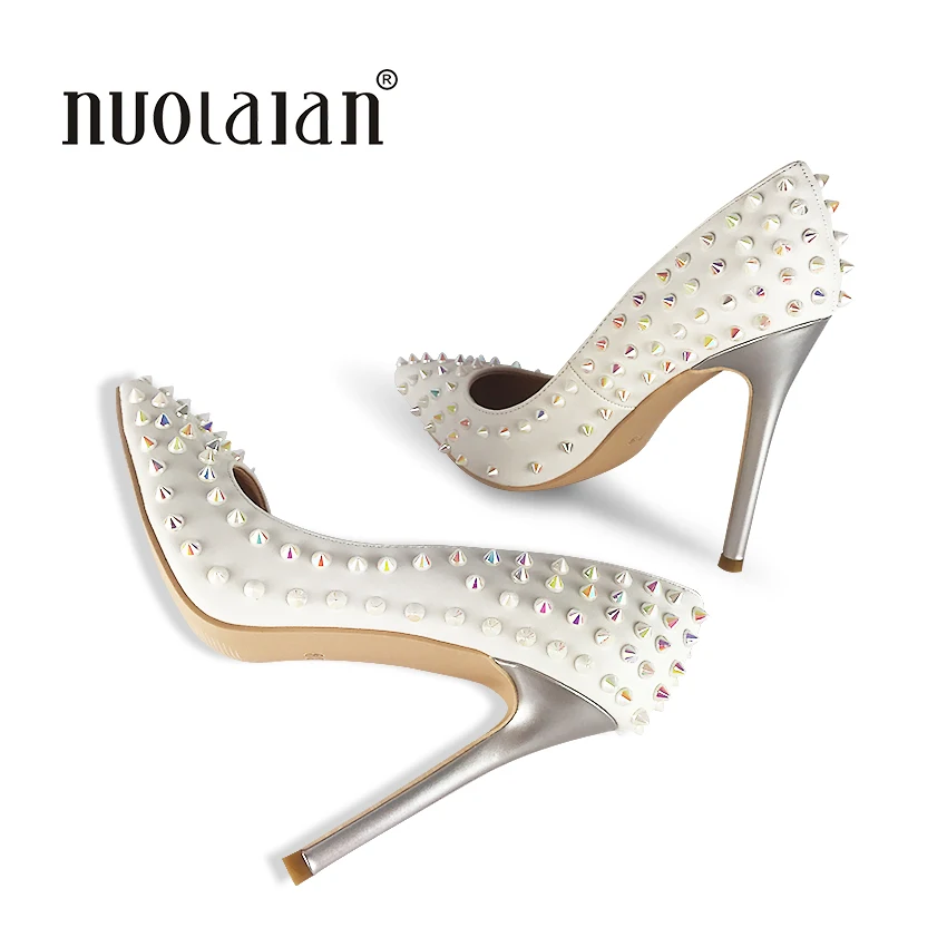 

Женские туфли на шпильке 12 см, с острым носком, свадебные туфли, 2018