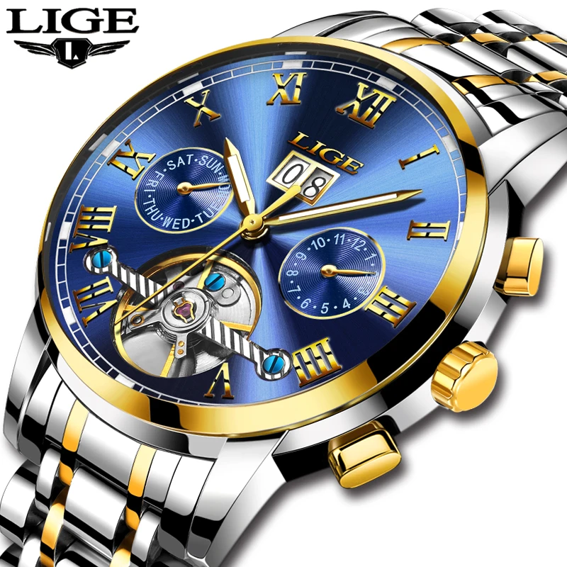 

Mens Watches LIGE Top Brand Luxury Men's Automatic Mechanical Watch Men Fashion Business Waterproof Watch Relogio Masculino