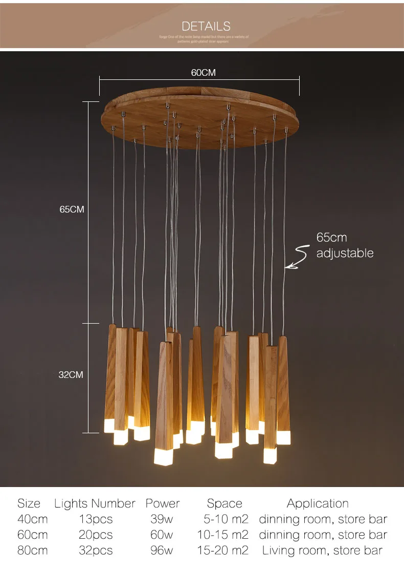DX wooden modern pendant light Chinese Nordic creative minimalist living room dining wood ball wooden pendant lamp