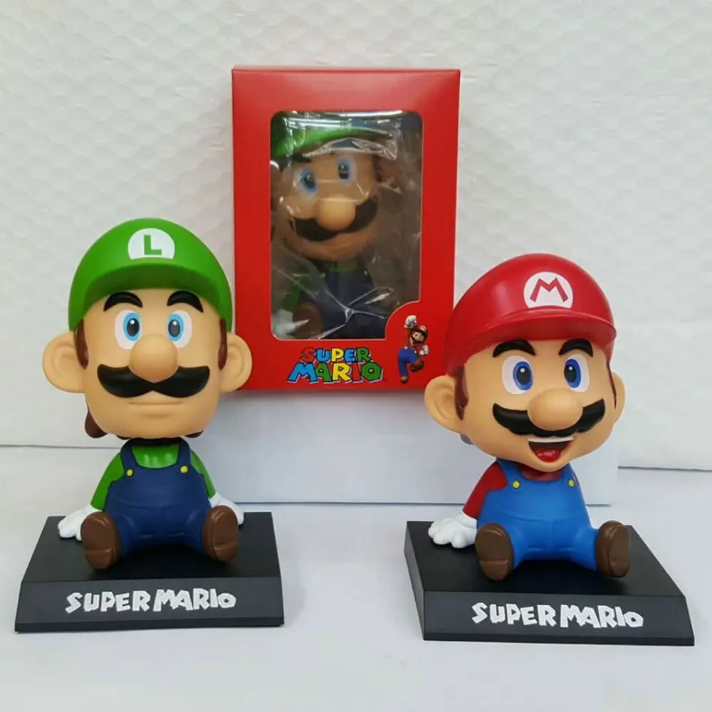 

13cm Super Mario Bros Action Figure Toys, Mario Head Shaking Figure Model, Car Furnishing Articles Baby Toys, Toy For Children