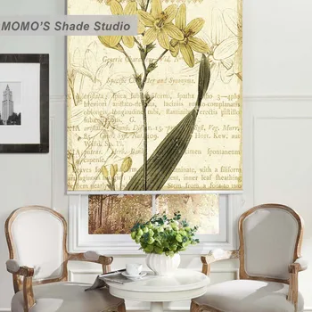

MOMO Blackout Painting Window Curtains Roller Shades Blinds Thermal Insulated Fabric Custom Size,PRB set437-440