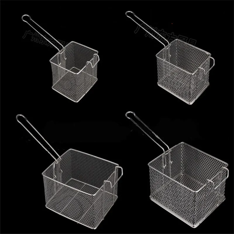 

Stainless Steel Fry French Fries square Basket Kitchen Colander Mesh Strainer Net punching chicken wings Chef Cooking Steam
